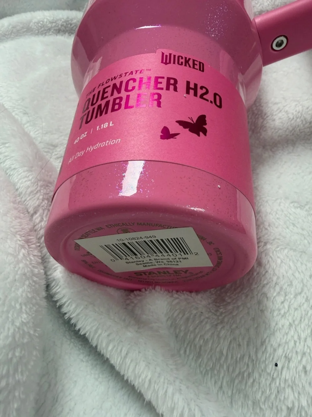 Wicked “Glenda” Stanley Hot Pink Tumbler with sparkles & Gold Accents - Picture 4 of 13